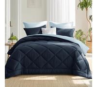 RUIKASI Coverless Duvet Super King Size 10.5 Tog - Reversible Comforter with 2 Pillowcases, 260x220cm Quilt Lightweight and Warm All Season 400GSM Filling, Navy and Light Blue