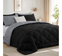 RUIKASI Coverless Duvet Super King Size 10.5 Tog - Reversible Comforter with 2 Pillowcases, 260x220cm Quilt Lightweight and Warm All Season, Black and Grey