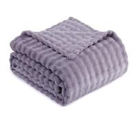 RUIKASI Fleece Throw Blanket for Sofa - Lavender Purple Single Fluffy Bubble Throws Cozy Blanket with Reversible Design, Throw 130x150 cm