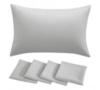 RUIKASI Grey Pillow Cases 4 Pack - Light Grey Plain Pillowcases with Envelope Closure Breathable Premium Brushed Microfiber Set of 4 Pillow Covers Standard 50x75 cm