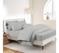 RUIKASI King Bedding Set 4 Piece Light Grey - Duvet Cover Kingsize Sets with Microfiber Fitted Sheet and Pillow Cases
