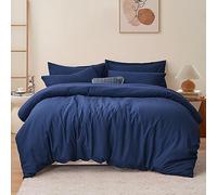 RUIKASI King Size Duvet Cover Set - Microfiber Kingsize Duvet Cover with 2 Pillowcases, Ultra Soft Bedding Quilt Cover with Zipper Closure, Navy