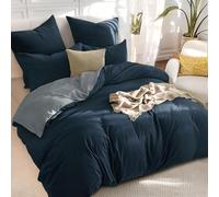 RUIKASI Navy Super King Duvet Cover Sets Grey - Reversible Blue Duvet Set Superking Bedding Set with Zip, Soft Brushed Microfibre Bed Set Quilt Cover with 2 Pillowcases