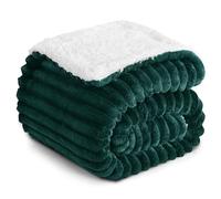 RUIKASI Sherpa Blanket Throw for Sofa - Fluffy Luxury Ribbed Blanket, Thick Warm Cozy Soft Single Fleece Blanket for Couch Bed, 130x150 cm Green