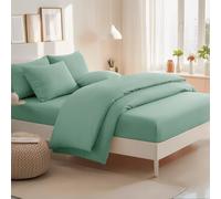 RUIKASI Super King Bedding Sets - 4 Piece Bed Set Superking Bedding, Deep Pocket Fitted Sheet and Duvet Cover with Pillow cases, Soft Microfiber Duvet Set with Zipper, Sage Green