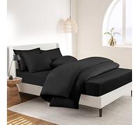 RUIKASI Super King Duvet Set 4 Piece Black - Superking Bedding Sets Microfiber Duvet Cover with Fitted Sheet and Pillow Cases