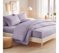 RUIKASI Super King Duvet Set 4 Piece Lavender - Superking Bedding Sets Microfiber Duvet Cover with Fitted Sheet and Pillow Cases