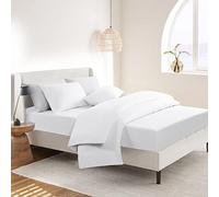 RUIKASI Super King Duvet Set 4 Piece White - Superking Bedding Sets Microfiber Duvet Cover with Fitted Sheet and Pillow Cases