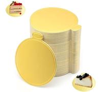 Ruikcoll 100pcs Gold Round Mousse Cake Board, 3.5 Inch Thickened Reusable Gold Mini Cake Dessert Display Tray, Birthday Party Wedding Christmas Cake Base