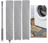 Ruikcoll Retractable Gap Dust Cleaner, Extendable Dust Cleaning Artifact, Stainless Steel Telescopic Rod, 2 Washable Microfibre Cloths, Grey, Plastic & Stainless Steel, Sofa Bed & Hard-to-Reach Areas