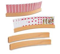 Ruikdly Playing Card Holder for Kids 2 Pcs Standing Wood Game Cards Holder Hands Free Curved Playing Cards Racks Adults, Seniors, disabled Card Game Accessories for Bridge, Go Fish, Uno flip