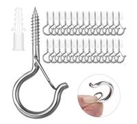 Ruikdly Screw Hooks Stainless Steel 50 Pieces Hooks for Screwing Hook Screws with Safety Buckle for Hammocks, Awnings, Hanging Chairs, Rocking Chairs, Fixed Cable, Hanging Basket