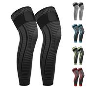 Ruilaibao Full Leg Compression Sleeves 2 Pack anti Sliping Ventilation Long Knee Support with Wraps for Men and Women Long Knee Compression Sleeve for ACJ, Meniscus Tear, Arthritis (Black, XX-Large)