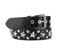 RUILAIBO Studded Belt Metal Punk Rock Rivet Belts for Women/Men Grommet Pyramid Goth, Star, Large Waist 35-42