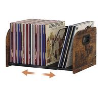 RUILALIFE Vinyl Record Storage Holder, Expandable Record Holder Rack With Movable Divider, 110 LP Album Display Shelf Stand, Magazine Holder