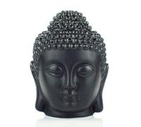 Ruilasago Buddha Head Candle Oil Burner, Ceramic Translucent Statue Hollow Essential Oil Burner Aromatherapy Diffuser Furnace Tealight Candle Holders for Yoga Meditation Room Home Decor (Black)