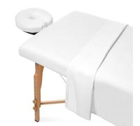 RUILBJM 3-Piece Microfiber Massage Table Sheet Set, Premium Facial Bed Cover, for SPA Beauty and Salon, Includes Flat and Fitted Sheets with Face Cradle Cover, Light Color (White,185x80cm)