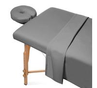 RUILBJM 3-Piece Microfiber Massage Table Sheet Set, Premium Facial Bed Cover, for SPA Beauty and Salon, Includes Flat and Fitted Sheets with Face Cradle Cover, Light Color (Gray,185x80cm)