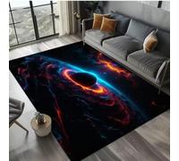 RUILBJM 3D Black Hole Galaxy Area Rug, Cosmic Nebula Space Printed Carpet, Non-Slip Soft Decorative Floor Mat for Living Room Bedroom Gaming Room Home Office (COLOR-1,80x120cm)