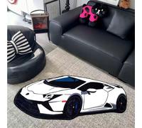 RUILBJM 3D Car Carpet - Bedroom Special Shaped Floor Mat, Cartoon Graffiti Rug, for Balcony Corridor Bathroom Entrance Door Mat, Home Decoration Sports Car Theme Floor Mat (White 2,50x80cm)