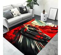 RUILBJM 3D Racing Car Motorcycle Rug Carpet for Living Room Bedroom Decor Carpet Coffee Table Bathroom Floor Mat,kids Play Non-slip Decoration for Sofa Doormat Gift (Red A,120x180 cm)