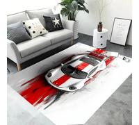 RUILBJM 3D Racing Car Motorcycle Rug Carpet for Living Room Bedroom Decor Carpet Coffee Table Bathroom Floor Mat,kids Play Non-slip Decoration for Sofa Doormat Gift (White,120x160 cm)