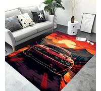 RUILBJM 3D Racing Car Motorcycle Rug Carpet for Living Room Bedroom Decor Carpet Coffee Table Bathroom Floor Mat,kids Play Non-slip Decoration for Sofa Doormat Gift (Red B,50x80 cm)