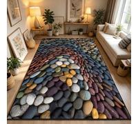 RUILBJM 3D River Pebble Non Slip Rug, Rock Pattern Floor Mat for Home (COLOR-3,45x120cm)