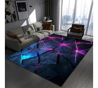RUILBJM Bedroom Gaming Rug, 3D Visual Geometric Neon Pattern, Non-slip Bottom Soft Flannel Floor Mat, Living Room Carpet, for Teenagers Computer Game Room, Cool Decoration (Pink,120x180 cm)
