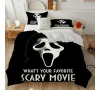 RUILBJM Duvet Cover Horror Movie Halloween Skeleton Bedding Set 2/3pc Microfiber Men Teens Boys Kids Children Cover Modern Bedroom Single Double Quilt Cover and Pillowcase (Black 2,220x240 cm)
