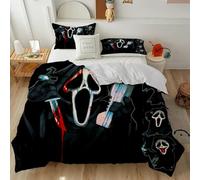 RUILBJM Duvet Cover Horror Movie Halloween Skeleton Bedding Set 2/3pc Microfiber Men Teens Boys Kids Children Cover Modern Bedroom Single Double Quilt Cover and Pillowcase (Black 3,220x240 cm)