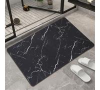 RUILBJM Marble Bath Mat, Diatom Mud Bathroom Shower Magic Mat, Bedroom Kitchen Toilet Door Non Slip Anti Mould Mats, Absorbent Quick Drying Bath Rug, Black White, Easy to Clean (Style 7,40x60 cm)