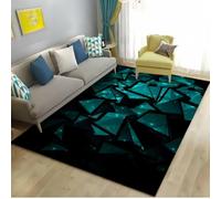 RUILBJM Modern Geometric 3D Area Rug, Non-Slip Abstract Triangle Floor Carpet, Soft Anti-Slip Indoor Rug for Living Room Bedroom Gaming Room, Black Blue Gradient, Multiple Sizes (COLOR-2,140x200cm)