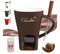Ruileyou Chocolate Fondue Mug, Chocolate Melting Cup, Fondue Mug with Fork and Candle, Warmer Mugs for Candy Snack Caramel Party, Ideal Gifts (B (5 * Candles))