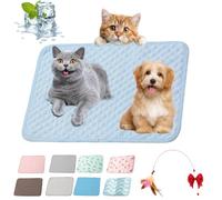 Ruileyou Cooling Mat for Dogs and Cats, Breathable Ice Silk Pet Blanket, Durable Portable Cooling Mat for Cats, Washable, Gel-Free, Bite-Resistant (BleuB,L)