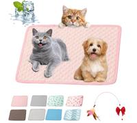 Ruileyou Cooling Mat for Dogs and Cats, Breathable Ice Silk Pet Blanket, Durable Portable Cooling Mat for Cats, Washable, Gel-Free, Bite-Resistant (RoseA,S)