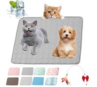 Ruileyou Cooling Mat for Dogs and Cats, Breathable Ice Silk Pet Blanket, Durable Portable Cooling Mat for Cats, Washable, Gel-Free, Bite-Resistant (GrisA,L)