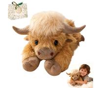 Ruileyou Highland Cow Plush, Weighted Highland Cow Plush, Cute Cartoon HighlandCow Cuddly Toy, HighlandCow Gifts, Soft Comfort Plushie for Kids Adults & Children Boys Girls Gifts (35cm)