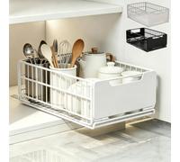 Ruileyou Pull Out Cabinet Organizer Slide Out Drawer, Heavy Duty Pull Out Cabinet Organiser, Pull Out Drawers for Kitchen Cupboards, for Kitchen, Bathroom, Bedroom with Silent Slide (30width,while)