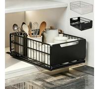 Ruileyou Pull Out Cabinet Organizer Slide Out Drawer, Heavy Duty Pull Out Cabinet Organiser, Pull Out Drawers for Kitchen Cupboards, for Kitchen, Bathroom, Bedroom with Silent Slide (30width,black)