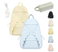 Ruileyou Spacious Angel Wings Backpack for Women, Angel Wings Backpack Womens Nylon Daypack Large Capacity, Spacious Angels Wing Travel Backpacks for School, Weekend Getaways (Beige+BLUE)