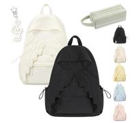 Ruileyou Spacious Angel Wings Backpack for Women, Angel Wings Backpack Womens Nylon Daypack Large Capacity, Spacious Angels Wing Travel Backpacks for School, Weekend Getaways (WHILE+BLACK)