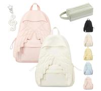 Ruileyou Spacious Angel Wings Backpack for Women, Angel Wings Backpack Womens Nylon Daypack Large Capacity, Spacious Angels Wing Travel Backpacks for School, Weekend Getaways (PINK+WHILE)