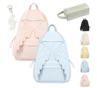 Ruileyou Spacious Angel Wings Backpack for Women, Angel Wings Backpack Womens Nylon Daypack Large Capacity, Spacious Angels Wing Travel Backpacks for School, Weekend Getaways (PINK+BLUE)