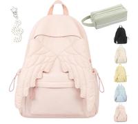 Ruileyou Spacious Angel Wings Backpack for Women, Angel Wings Backpack Womens Nylon Daypack Large Capacity, Spacious Angels Wing Travel Backpacks for School, Weekend Getaways (PINK)