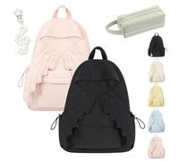 Ruileyou Spacious Angel Wings Backpack for Women, Angel Wings Backpack Womens Nylon Daypack Large Capacity, Spacious Angels Wing Travel Backpacks for School, Weekend Getaways (PINK+BLACK)
