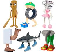 Ruilidesg 6PCS 3D Printed Action Figure Set, Shark Meme Toys with Movable Joints, Collectible Animals Figurine - Desktop Decor & Gift for Fans