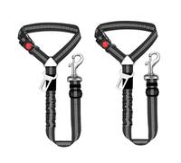 RUILILANG 2 Pack Adjustable Dog Car Seat Belt, Safety Elastic L-ead Harness for Travel - Black