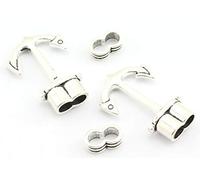 RuiLing 10pcs Anchor Hook Clasps for DIY Bracelet Pendant Making Accessories,Vintage Fashion Anchor Jewelry Findings Leather Cord End Parts(Antique Silver)