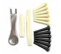 RuiLing 1Set Guitar Accessaries(6PCS Black Acoustic Guitar Plastic Bridge Pins + 6PCS White Acoustic Guitar Plastic Bridge Pin + 1PCS Bridge Nut + 1PCS Bridge Saddle + 1PCS Bridge Pins Puller)